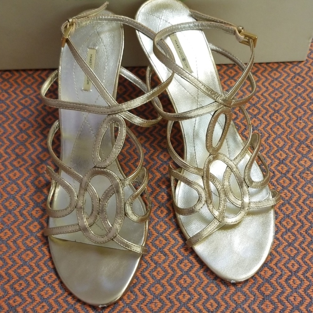 🌜Maxstudio Salvador Rose Art Deco Strappy Heels - Picture 3 of 8
